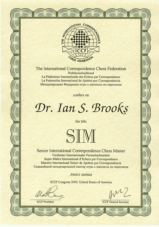 ICCF Senior International Master Certificate