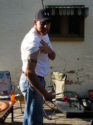 2009_05_29 Mason Michigan Jeff showing his strong arm and tattoo