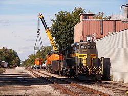 Locomotive being repaired in Mason, Michigan