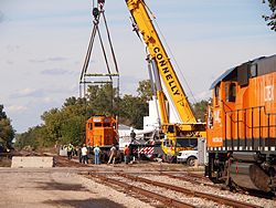 Locomotive being repaired in Mason, Michigan