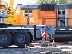 Locomotive being repaired in Mason, Michigan