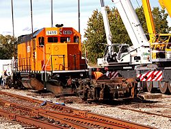 Locomotive being repaired in Mason, Michigan