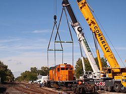 Locomotive being repaired in Mason, Michigan