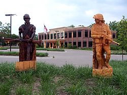 The Wooden Soldiers of Mason, Michigan, 8 June 2014, Olympus PEN E-PL5 with Olympus 14-150 lens