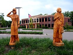 The Wooden Soldiers of Mason, Michigan, 8 June 2014, Olympus PEN E-PL5 with Olympus 14-150 lens
