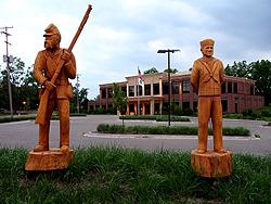 The Wooden Soldiers of Mason, Michigan, 8 June 2014, Olympus PEN E-PL5 with Olympus 14-150 lens
